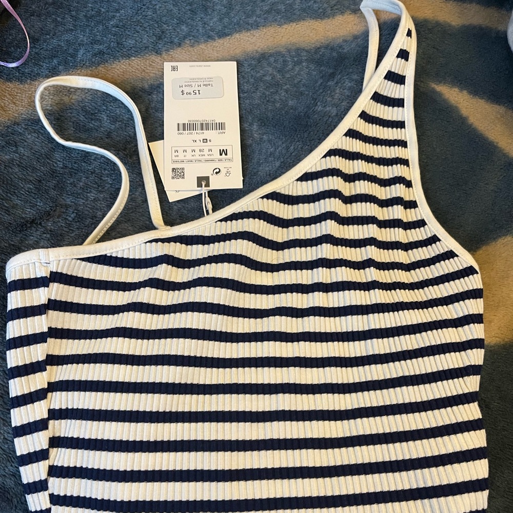 NWT Asymmetrical/one shoulder striped crop top